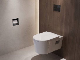 Вбудований тримач для туалетного паперу Hansgrohe XtraStoris Rock 150х150х140 матовий чорний 56065670