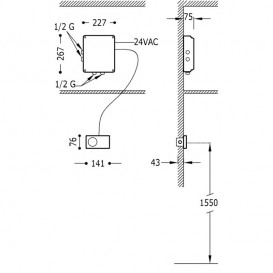 Встроенный электронный термостат Tres Shower Technology белый/хром 09286299