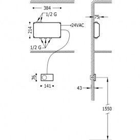 Встроенный электронный термостат Tres Shower Technology черный/хром 09288398