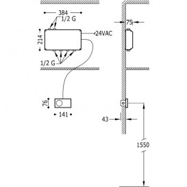 Встроенный электронный термостат Tres Shower Technology белый/хром 09286499