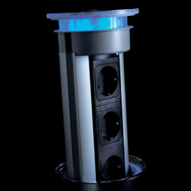 Висувний розетковий блок ASA Plastici VersaLux 3х220В+2xUSB type А+А хром/чорний 060.13F.00002