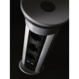 Висувний розетковий блок ASA Plastici VersaElite 3х220В+2xUSB type А+А хром/чорний 060.05F.00008