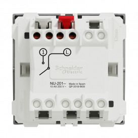Вимикач Schneider Electric Unica New 1-клавішний схема 1 2 модулі алюміній NU320130
