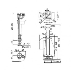 Выпускной механизм AlcaPlast с двойной кнопкой хром SA08SK 3/8