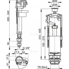 Выпускной механизм AlcaPlast со стоп кнопкой хром SA2000SK 3/8