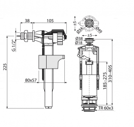 Випускний механізм AlcaPlast зі стоп кнопкою хром SA2000K 1/2 