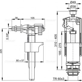 Выпускной механизм AlcaPlast со стоп кнопкой хром SA2000K 3/8