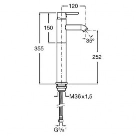 Високий змішувач для раковини одноважеля Roca Carelia латунь хром A5A348AC0K