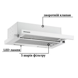 Вытяжка для кухни Granado Telde 602-450 телескопическая white GCH316255