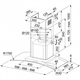 Вытяжка для кухни настенная Franke Glass Soft FGC 925 XS NP 90 см нержавеющая сталь/прозрачное стекло 325.0591.036