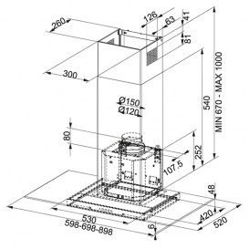 Вытяжка для кухни настенная Franke Glass Linear FGL 9115 BK/XS нержавеющая сталь/черное стекло 325.0541.094