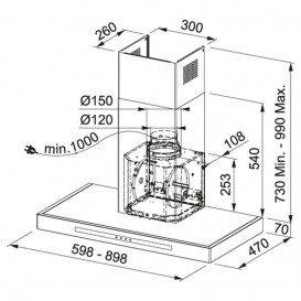 Вытяжка для кухни настенная Franke Smart T-Shape FSMT 605 XS нержавеющая сталь 325.0500.978