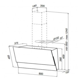 Витяжка для кухні навісна пристінна Apell Cappe клас енергозбереження А чорне скло CSF800BE
