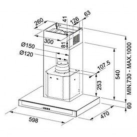 Вытяжка для кухни пристенная Franke Neptune FNE 605 XS LED нержавеющая сталь/черное стекло 110.0389.126