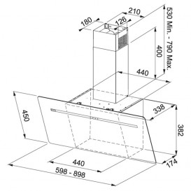 Вытяжка для кухни пристенная Franke Smart FPJ 905 V BK/BG черное стекло 110.0441.355