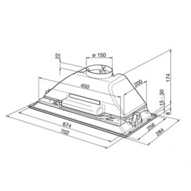 Витяжка для кухні вбудована Apell Cappe клас енергозбереження E нержавіюча сталь CI70E