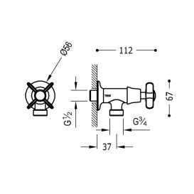 Запірний вентиль для пральної машини Tres Tres-Clasic золото 24250001OR