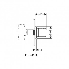 Запорный вентиль скрытого монтажа Hansgrohe Axor Uno шлифованный никель 38976820