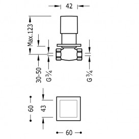 Запірний вентиль Tres Cuadro Tres вбудований 3/4 