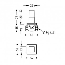 Запірний вентиль Tres Cuadro вбудований 1/2'' золото 00715501OR