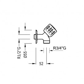 Запорный вентиль Tres Ese-23 для стиральной машины холодная вода 1/2'' - 3/4'' хром 123500F