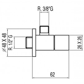 Запорный вентиль Tres квадратный хром 13474220
