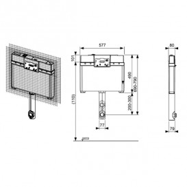 Застенний зливний бачок для установки з покриттям унітазом Tece TECEbox фронтальне розташування 9370007