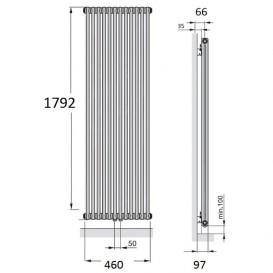 Радиатор центрального отопления Zehnder Charleston 460 x 1792 Traffik black 2180-10-9217-3470-SMB