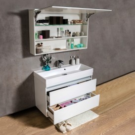 Зеркальный шкаф Буль-Буль Okinava с диодной подсветкой 1100х237х726 белый Okinava110