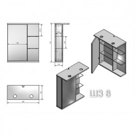Дзеркальна шафа Fancy Marble 58х26 з діодним підсвічуванням см шпон дуба ШЗ-8ш
