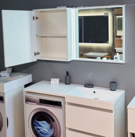 Зеркальный шкаф Fancy Marble Jamaica 124,5х20 см зеркало справа МДФ/ДСП белый 21012512201