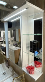 Зеркальный шкаф Fancy Marble ШЗ-8 LED 58х26 см с подсветкой ДСП/МДФ белый 23107012200