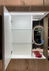 Зеркальный шкаф Fancy Marble ШЗ-8 LED 58х26 см с подсветкой ДСП/МДФ белый 23107012200