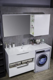 Дзеркальна шафа Fancy Marble Vivara 150х30 см ліва з діодним підсвічуванням МДФ біла 22015012210