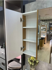 Зеркальный шкаф Fancy Marble Wega R 90х16 см ДСП/МДФ белый/дерево 23609012201