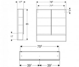 Дзеркальна шафа Geberit Selnova Square підвісний 78,8х17,5 см ДСП лава 501.269.00.1