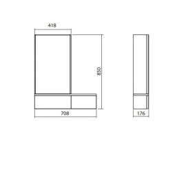 Дзеркальна шафа Kolo Nova Pro 70.8х85 лівобічний сірий ясен 88441000