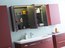 Зеркальный шкаф Kolpa-san Adele TO 110 подвесной 110.4х71.8 см с подсветкой ДСП красный 528610