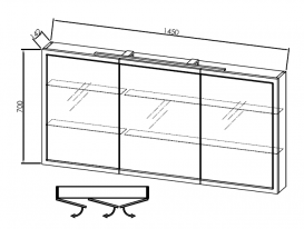 Зеркальный шкаф Kolpa-san Blanche TOB 145 подвесной 145х70 см с подсветкой ДСП кашемир 561160