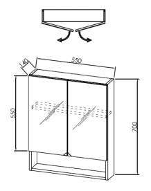 Зеркальный шкаф Kolpa-san Evelin TOE 55 подвесной 55х70 см ДСП белый 562000