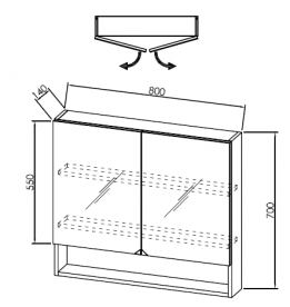 Дзеркальна шафа Kolpa-san Evelin TOE 80 підвісна 80х70 см ДСП біла 573980