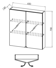 Зеркальный шкаф Kolpa-san Lana TOL 65 подвесной 65х70 см ДСП серый 529050