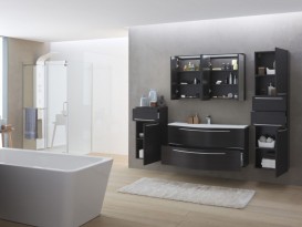 Зеркальный шкаф Kolpa-san Nayra TO 110 подвесной 110.4х71.8 см с подсветкой ДСП темный дуб 528480