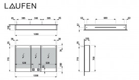 Зеркальный шкаф Laufen Frame 25 120х15х75 см глянцевый белый H4088749001451