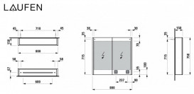 Зеркальный шкаф Laufen Frame 25 80х15х75 см с сенсорным выключателем глянцевый белый H4085539001451