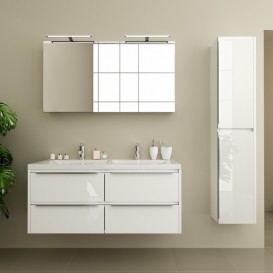 Зеркальный шкаф Marsan Therese-4 подвесной 65х120 см МДФ белый THERESE4-120белый