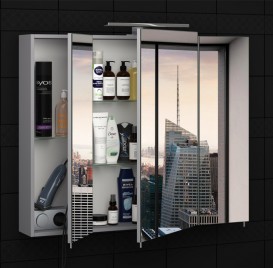 Дзеркальна шафа Sanwerk Everest 80х11,4 см без підсвічування ЛДСП сірий MV0000777