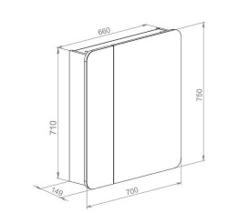 Дзеркальна шафка Аквародос Рома 70х75 см ДСП/скло білий АР000001187