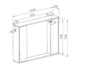 Зеркальный шкафчик Аквародос Шельф 100х75 см ДСП/МДФ нордленд АР000082698
