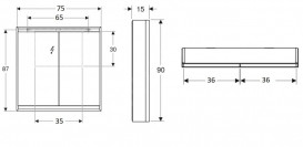 Зеркальный шкафчик для ванной комнаты Geberit One 75x90x15 см со светодиодной подсветкой алюминий 505.812.00.1